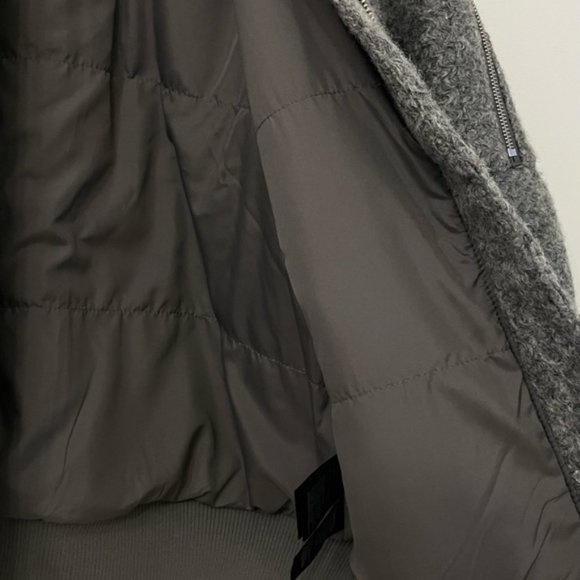 H&M boucle wool grey bomber coat jacket S - Picture 7 of 8